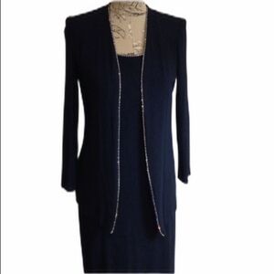 ALEX Evenings Navy Blue Diamond Accent Dre…